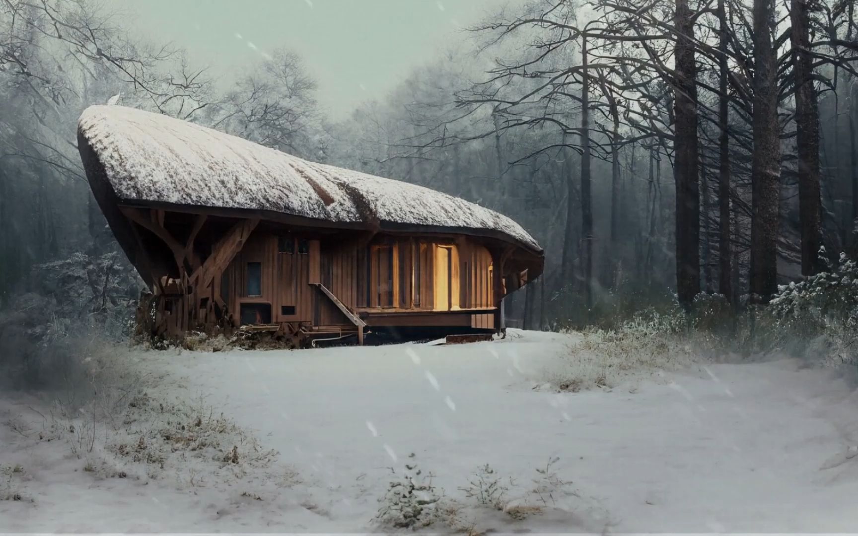 东北小木屋雪景图片