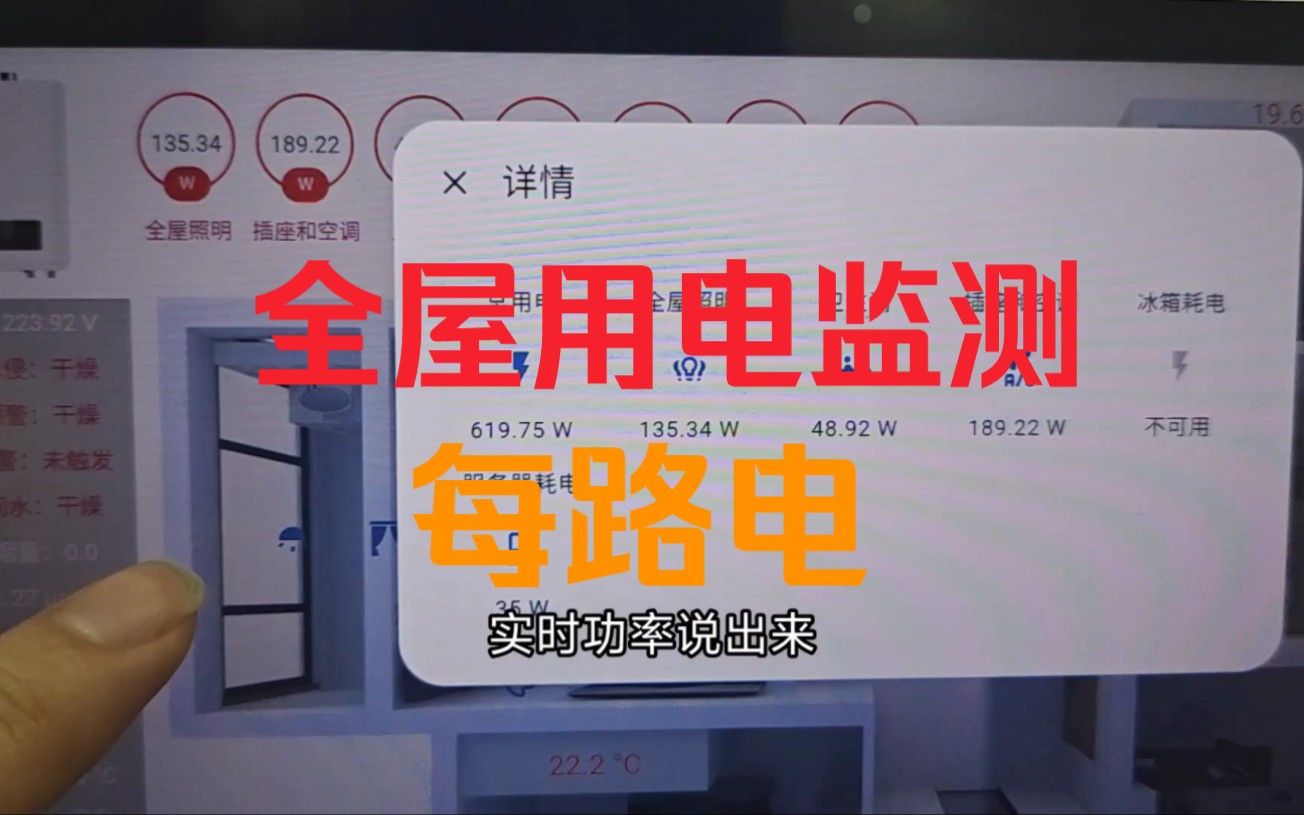 介绍一下我家的全屋电力监测,监测每路电的实时用电功率和用电量,以此来节省节约用电.无论是哪路电的用电量情况增加,中控台都会实时的显示.而且...