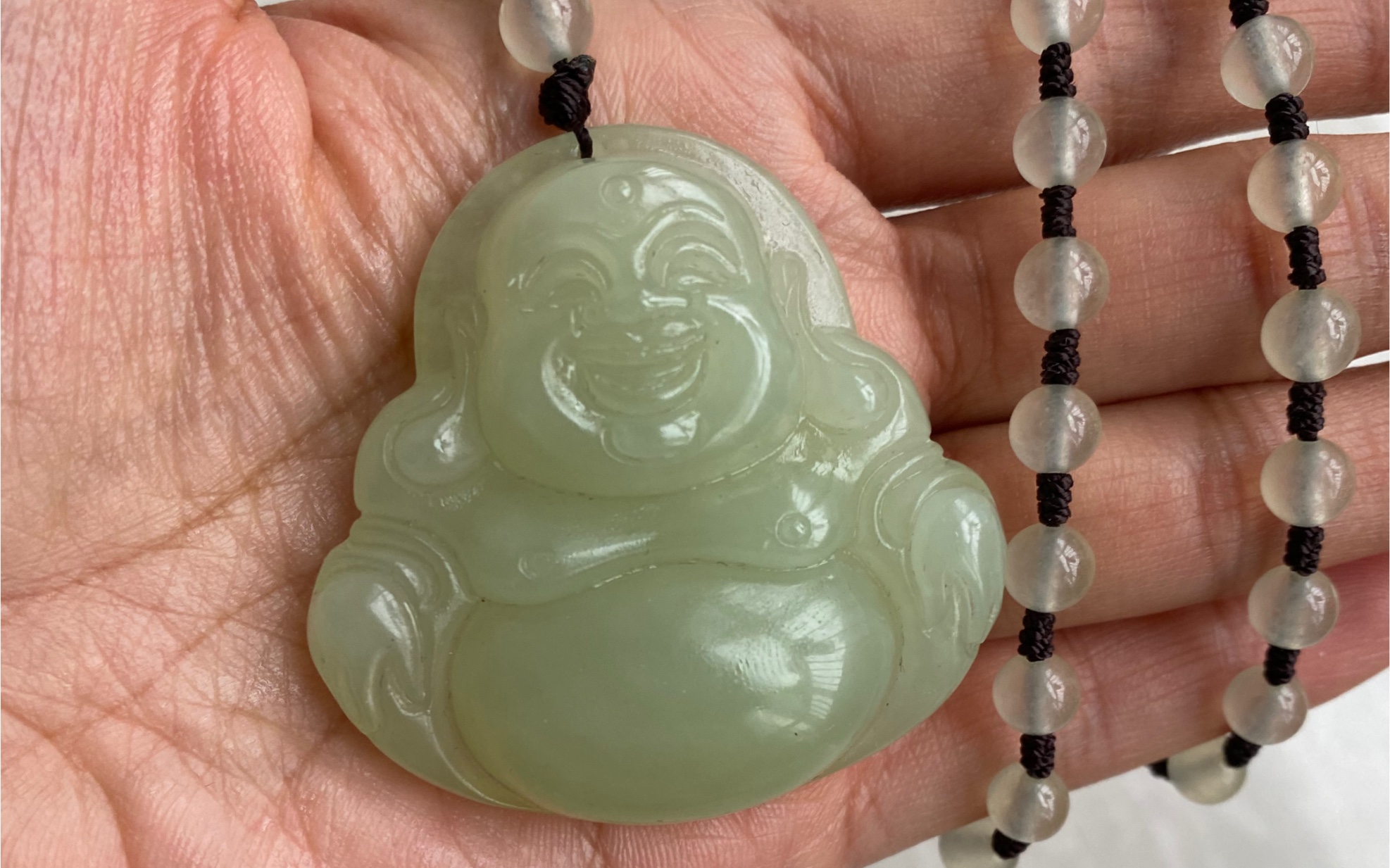 纯天然岫岩玉佛公吊坠,佛公毛衣链,大佛公,尺寸高4.8厘米,宽4.