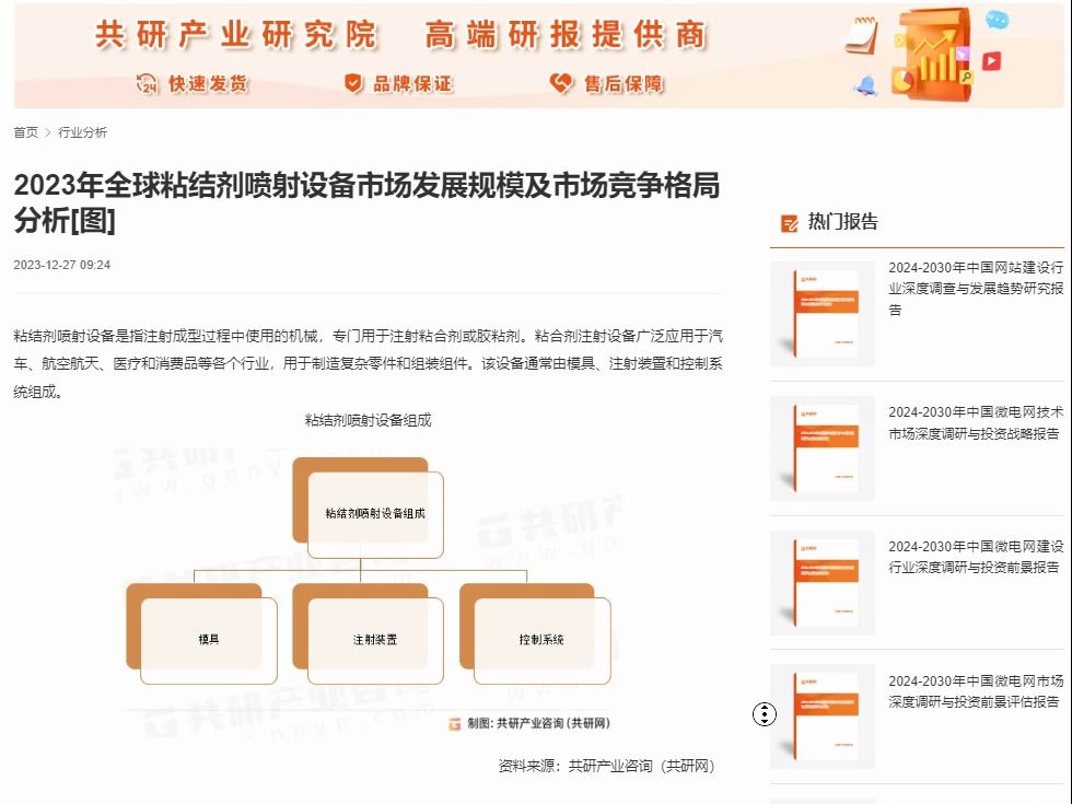 共研網調研-2023年全球粘結劑噴射設備市場發展規模及市場競爭格局