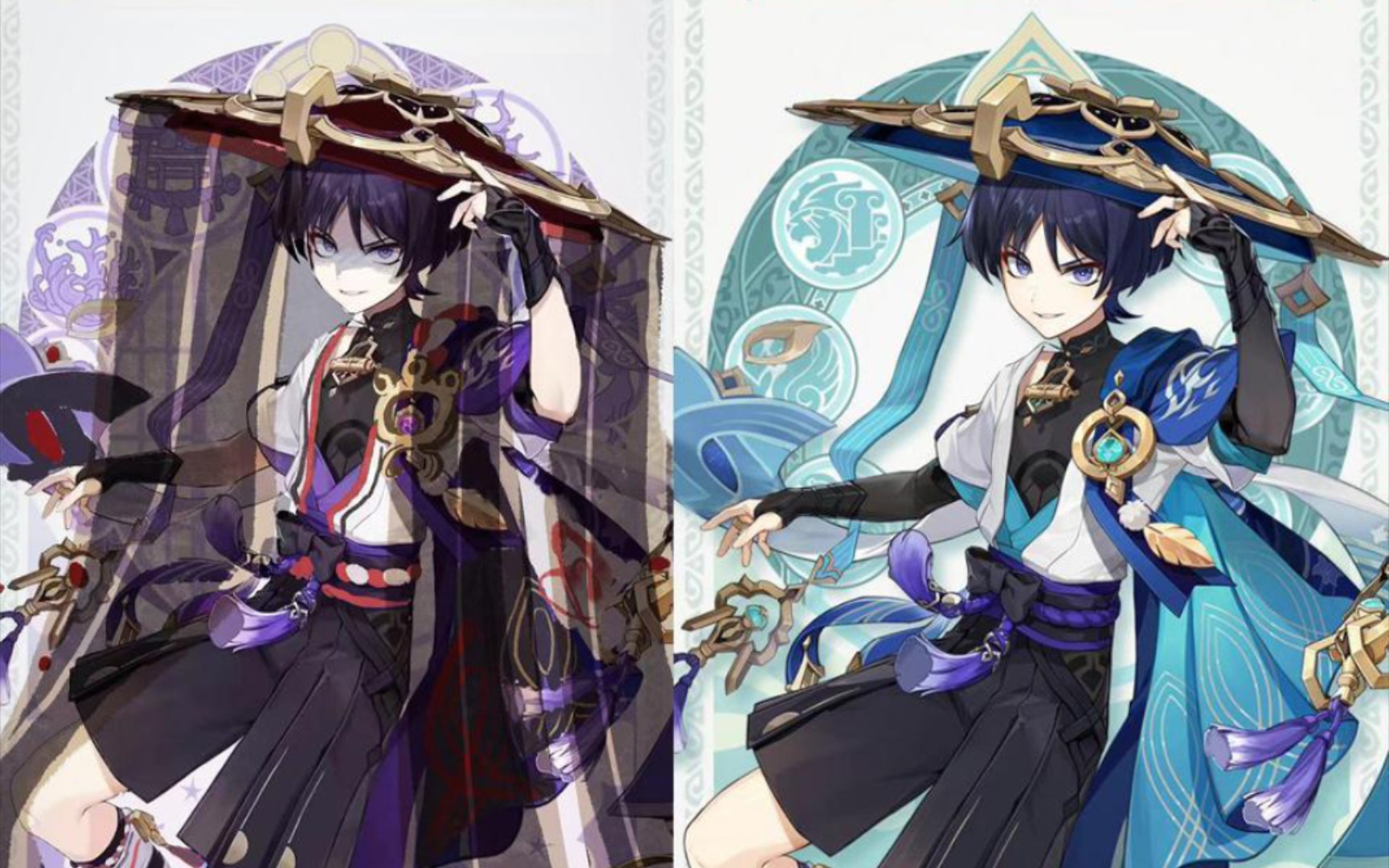 散兵官方立绘曝光!敞胸和服太绝了!玩家还原了紫色雷系散兵!