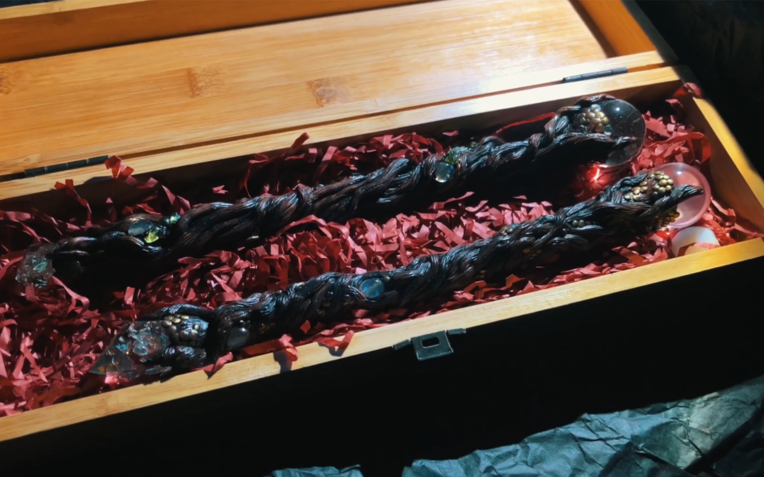 水晶与黏土的结合,手工制作森系女巫魔杖.灵气满满