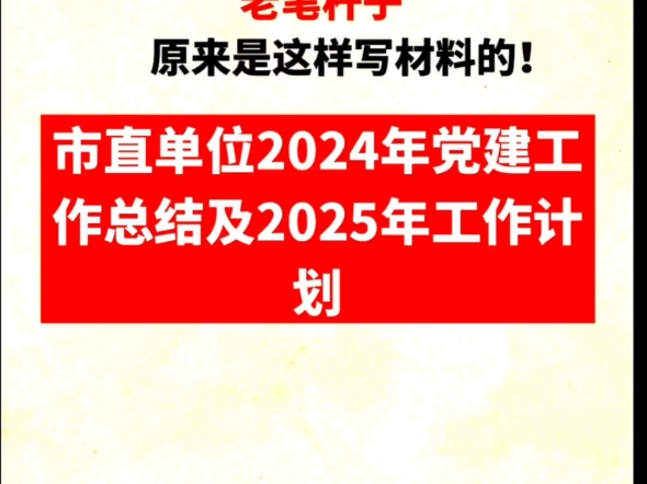 市直单位2024年党建工作总结及2025年工作计划哔哩哔哩bilibili