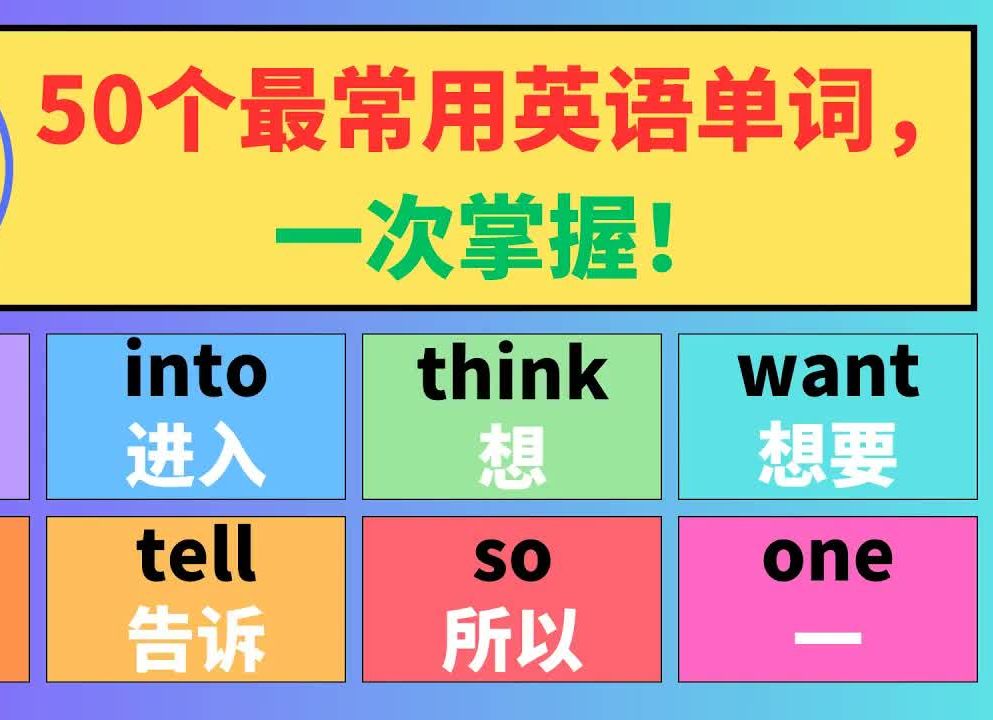 [图]2从零开始！最常用的50个基础英语单词及中文翻译，一看就会！