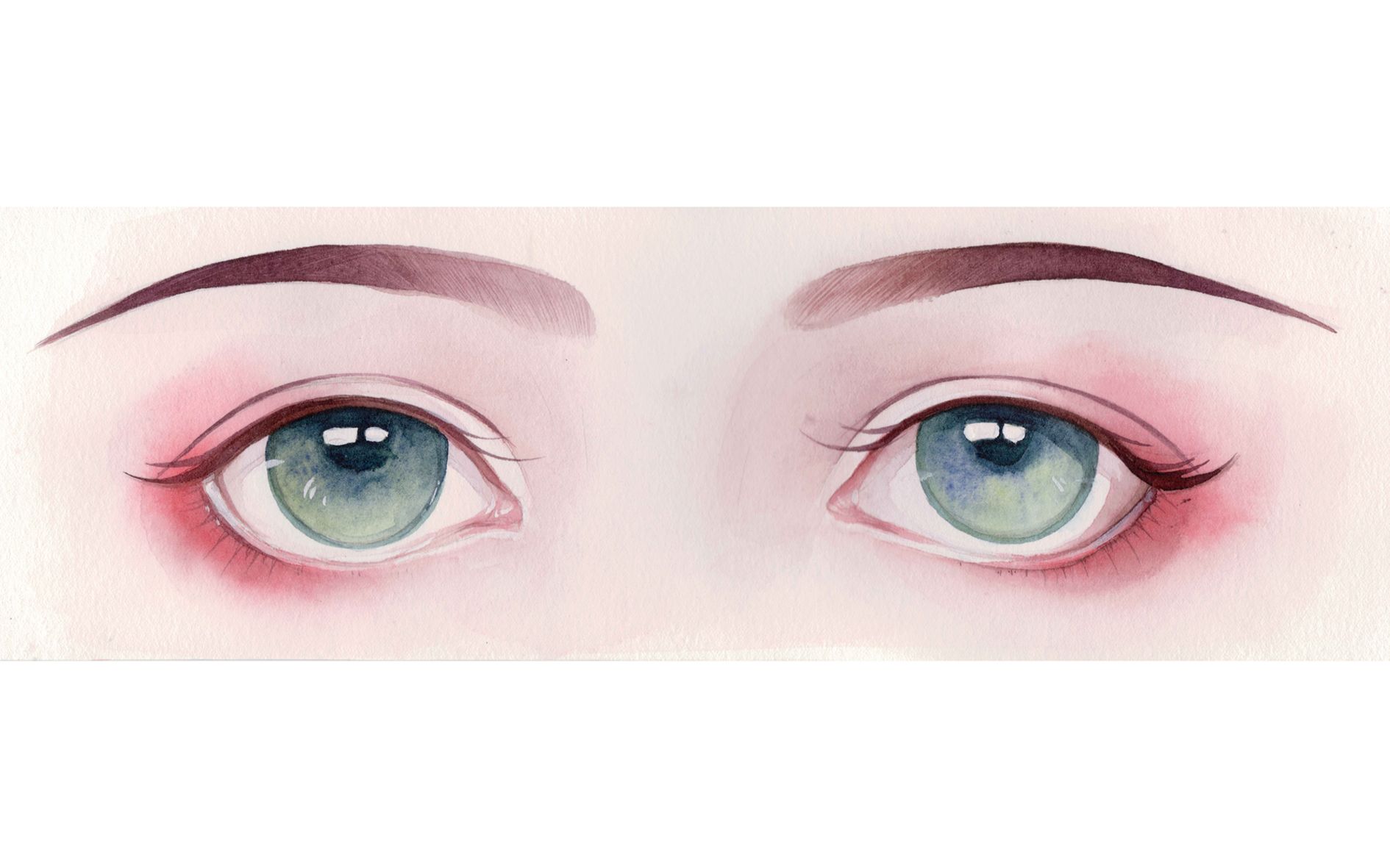 眉眼练习 女生 杏眼 水彩