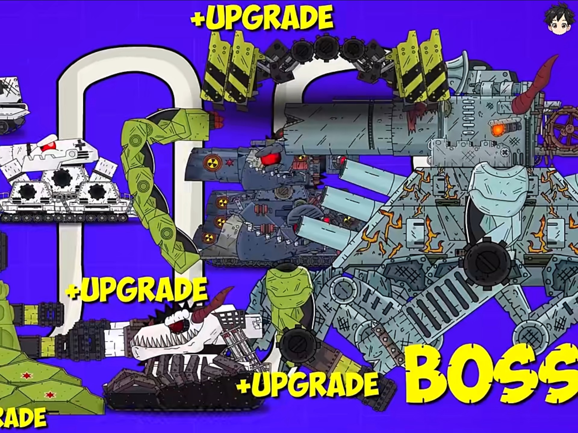 坦克动画:gerand kv44机器人的进化升级,挑战boss