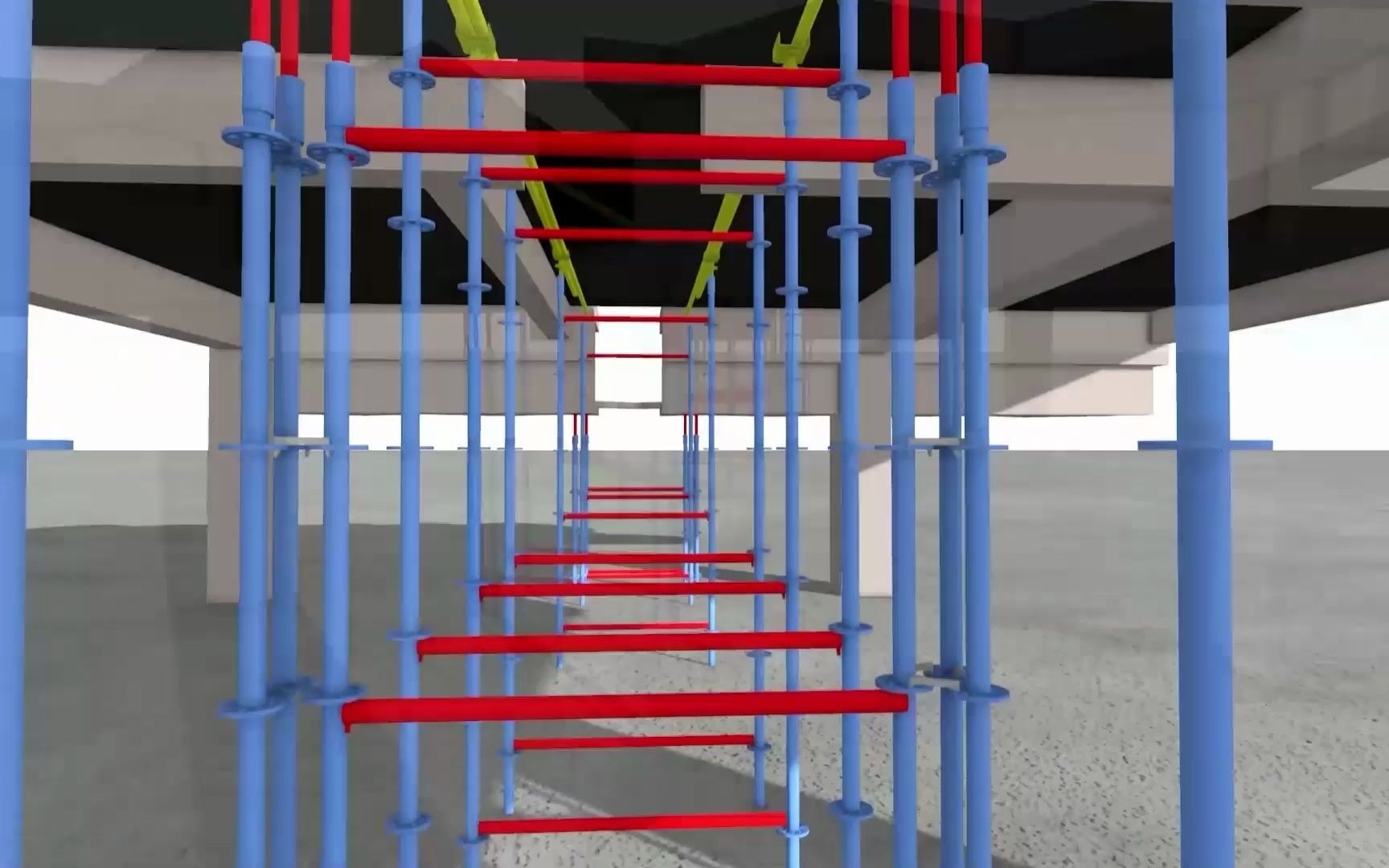 一只新型的后浇带独立支撑单支单拆体系动画模拟