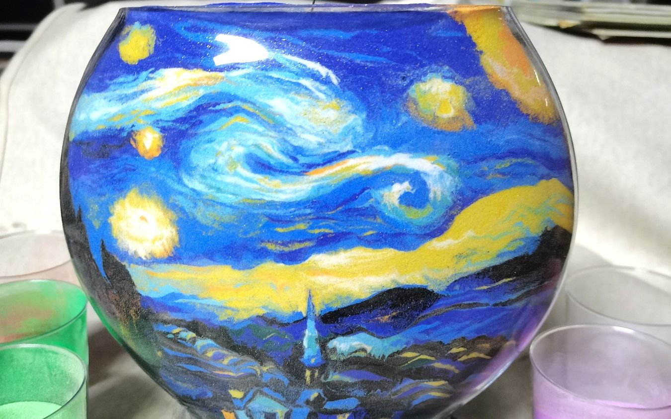 梵高星空沙瓶画