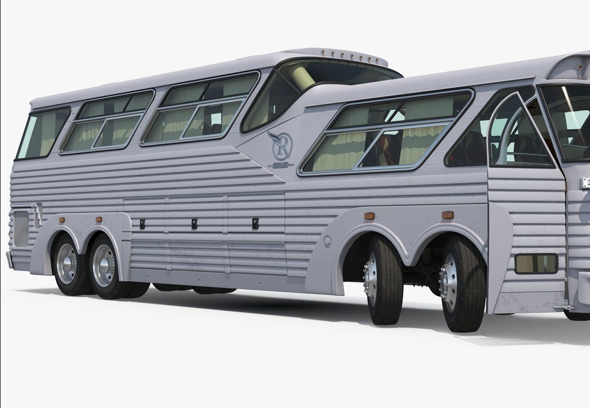 十分罕见的1973年生产的sultana美式四轴大巴车,后置发动机前四后八