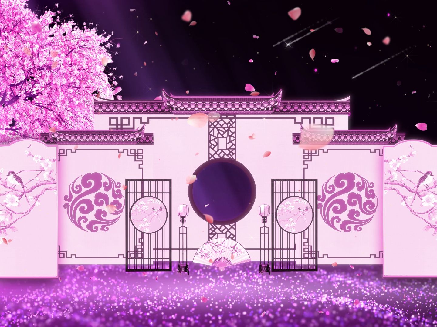 (uc21)中国风古典旗袍走秀表演背景视频素材1