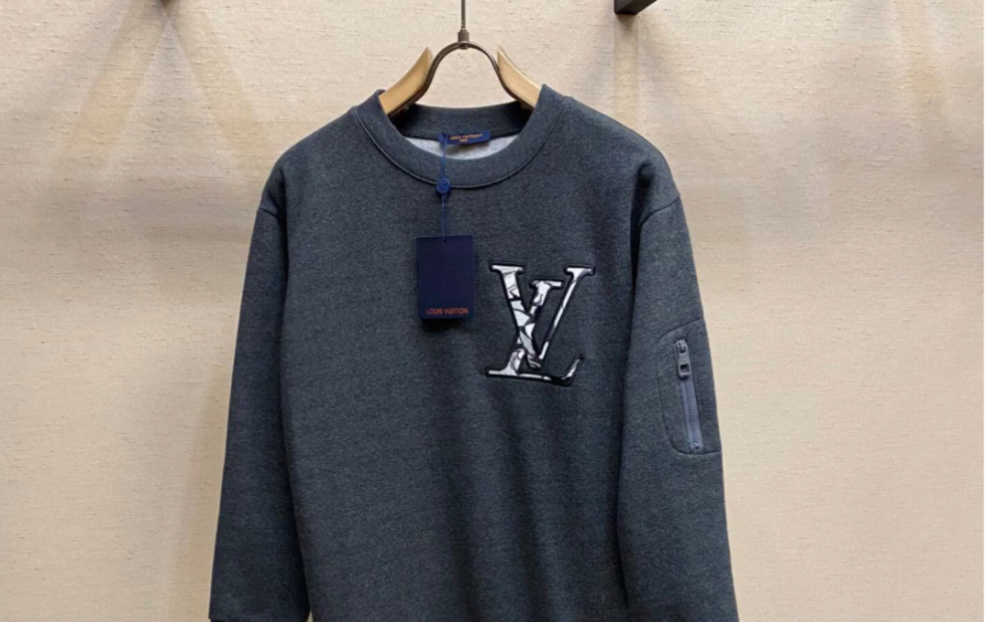 lv路易威登原单秋冬新款抓绒圆领卫衣 标识大logo刺绣 抓绒内里 保暖