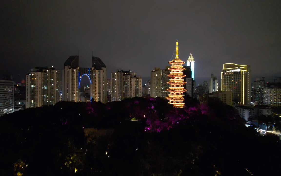 航拍溫州市區松台山寶塔