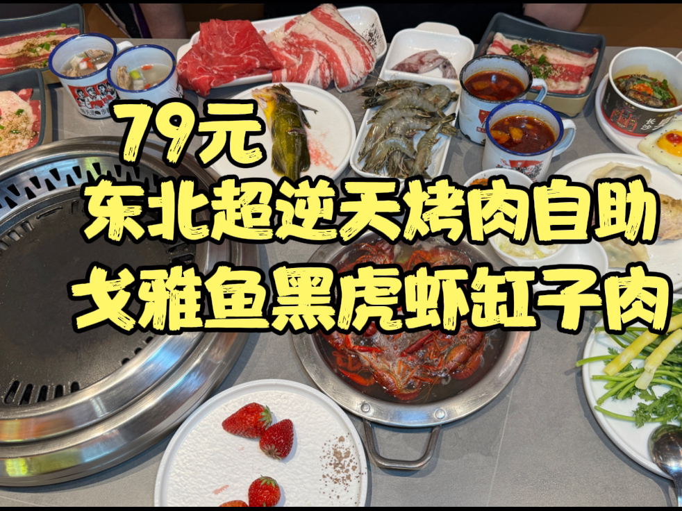 东北超划算烤肉自助,79元!戈雅鱼黑虎虾缸子肉哔哩哔哩bilibili