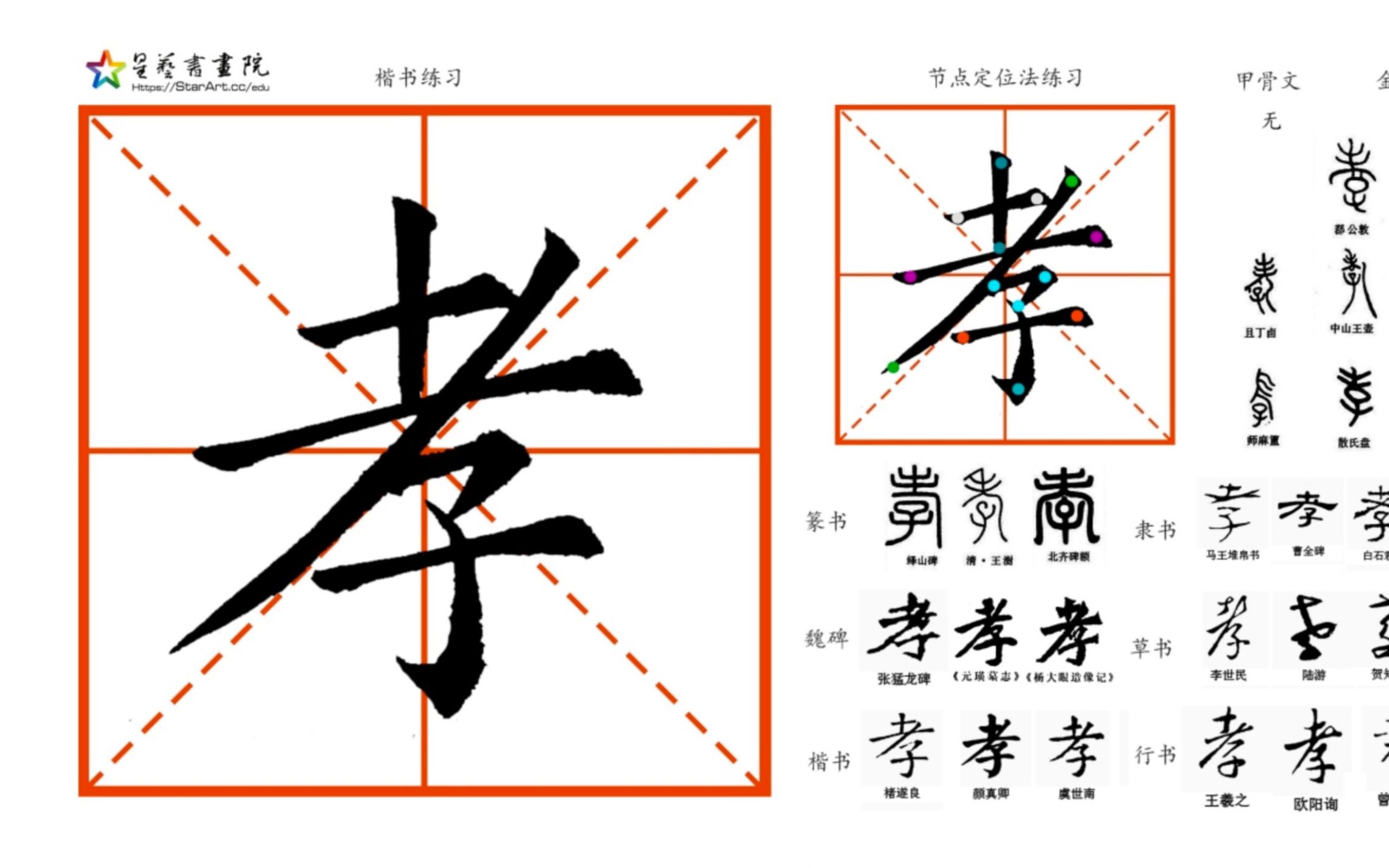 孝一字一练一毛笔星艺书画院书法教程学会楷书不难10分钟写好一个字