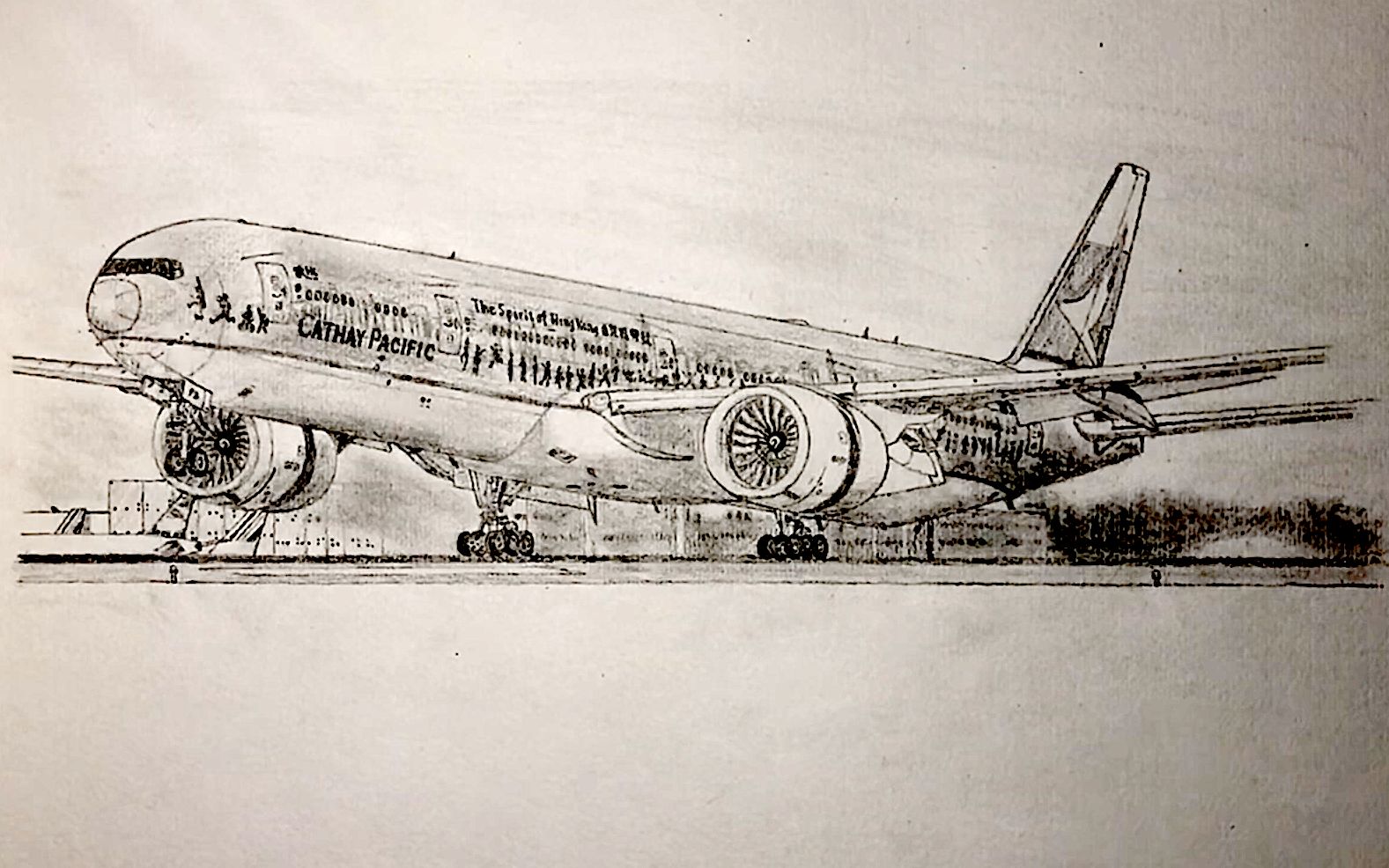 素描飞机787图片