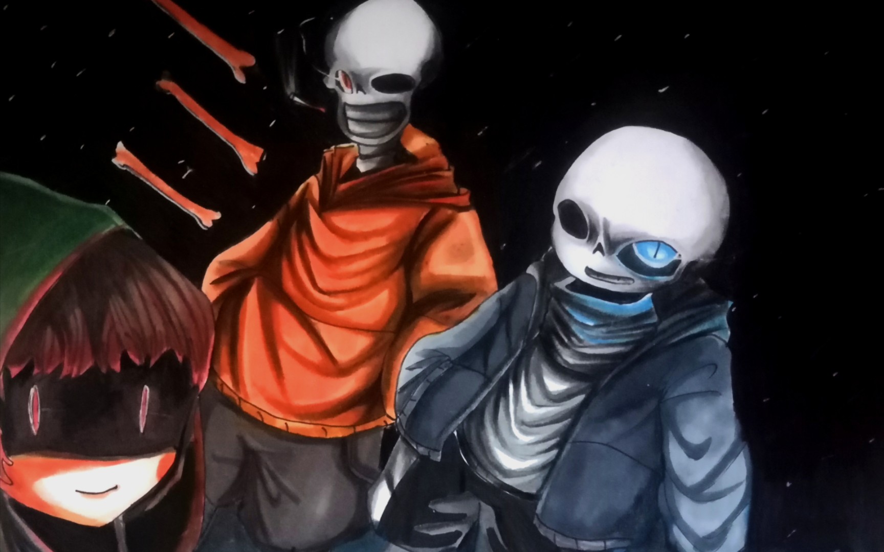 三重审判困难版画渣手绘