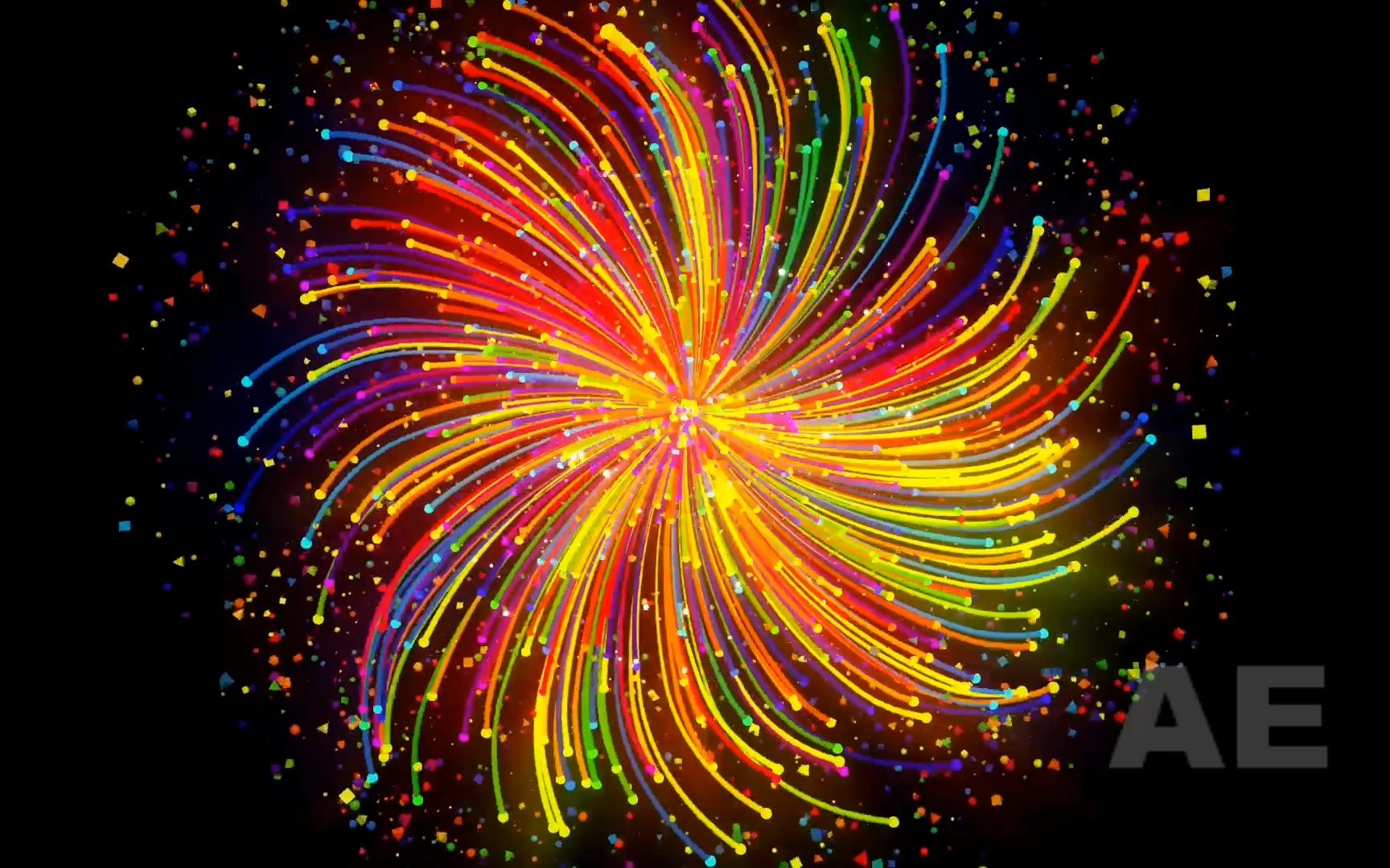 ae片头 1471 超酷科技感绚丽七彩彩色粒子旋涡企业公司标志logo演绎