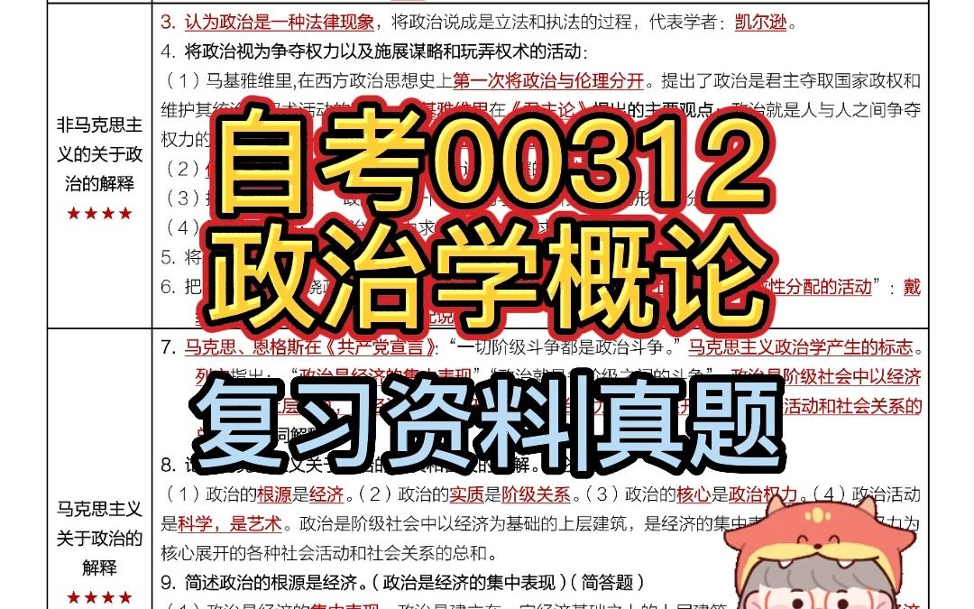 [图]《自考00312政治学概论》自考复习资料，历年真题