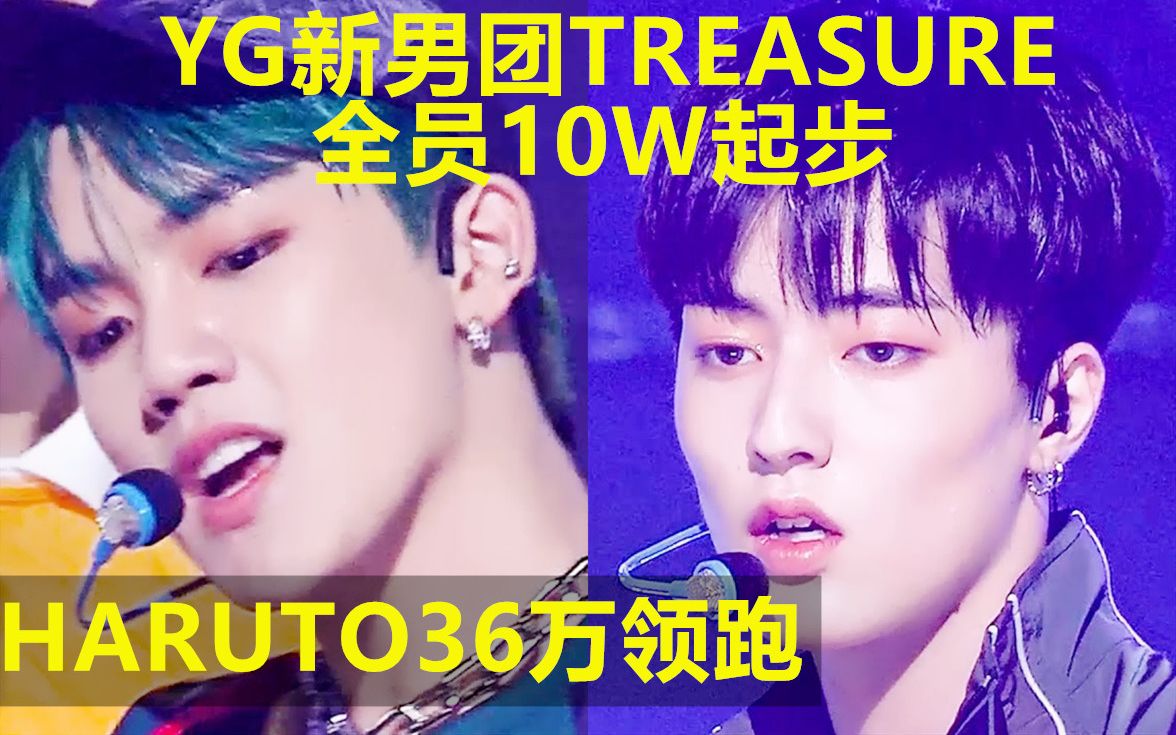 YG新男团TREASURE人歌出道舞台排名,22小时全员10W+,HARUTO36万领跑,崔玹硕第二, YOSHI赞比最高1034:1哔哩哔哩bilibili