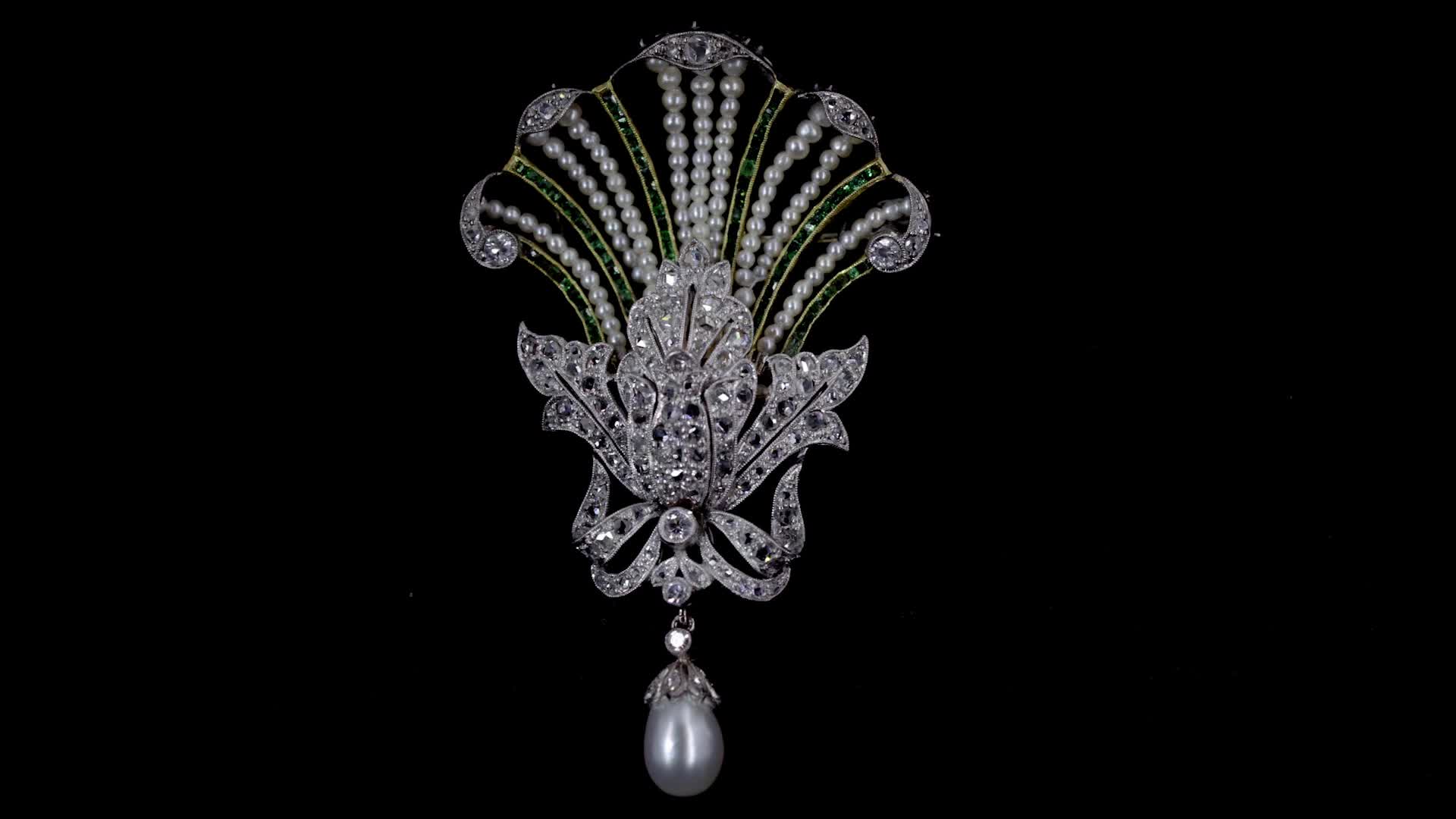 爱德华时期皇室鸢尾花野生珍珠胸针吊坠_哔哩哔哩_bilibili