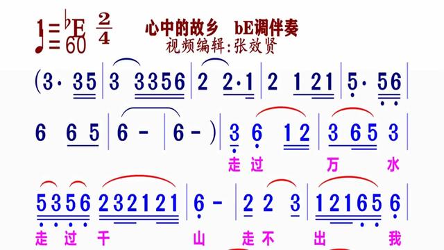 [图]《心中的故乡》简谱bE调伴奏 完整版请点击上面链接知道吖张效贤课程主页