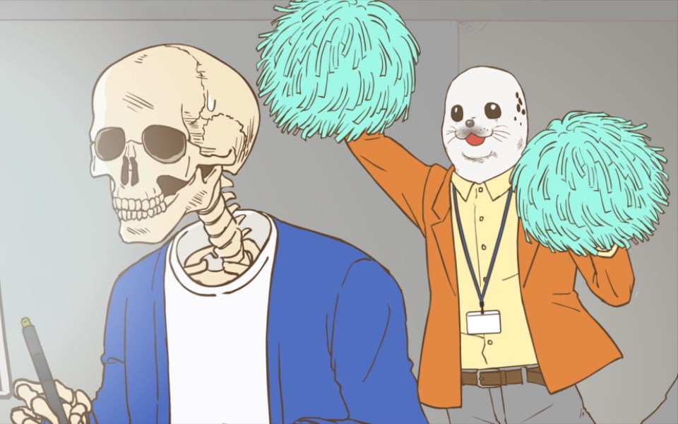 书店里的骷髅店员本田第2话介绍书店里的不正常的店员书和指示文件和