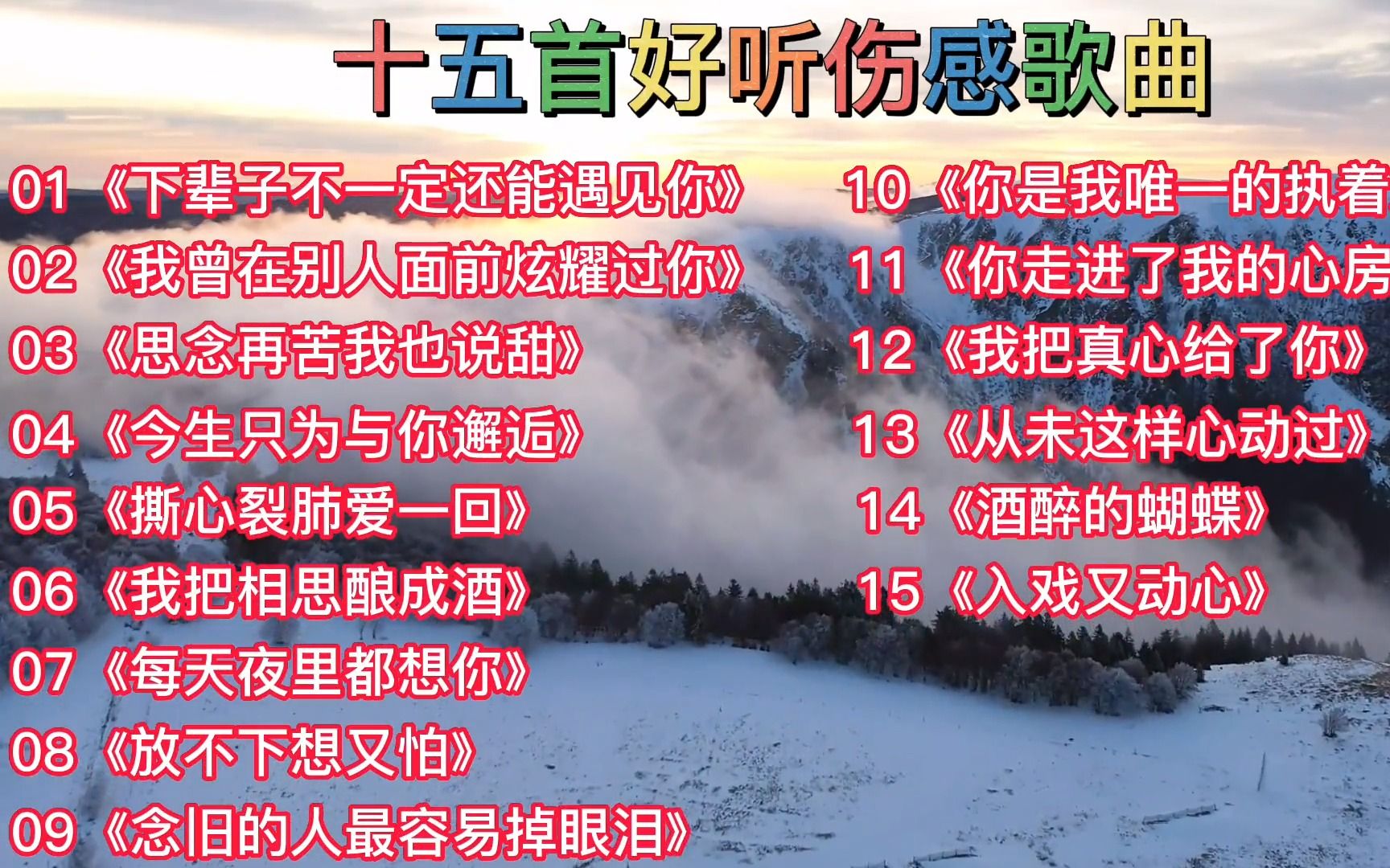 十五首好听伤感歌曲《下辈子不一定还能遇见你》《放不下想又怕》