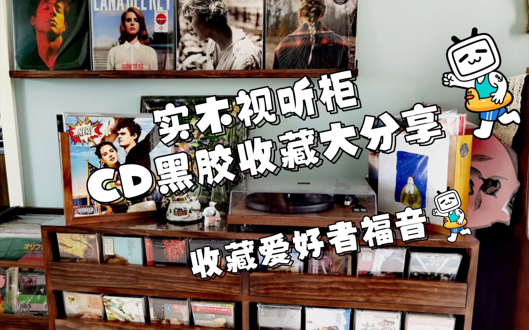 [图]沉浸式音乐角分享|实木CD黑胶唱片柜.音乐混杂收藏.二次元音乐