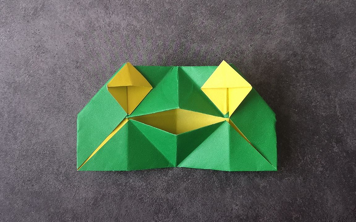 會說話的青蛙摺紙,拉動兩側嘴巴會動,折法簡單又好玩 origami funny