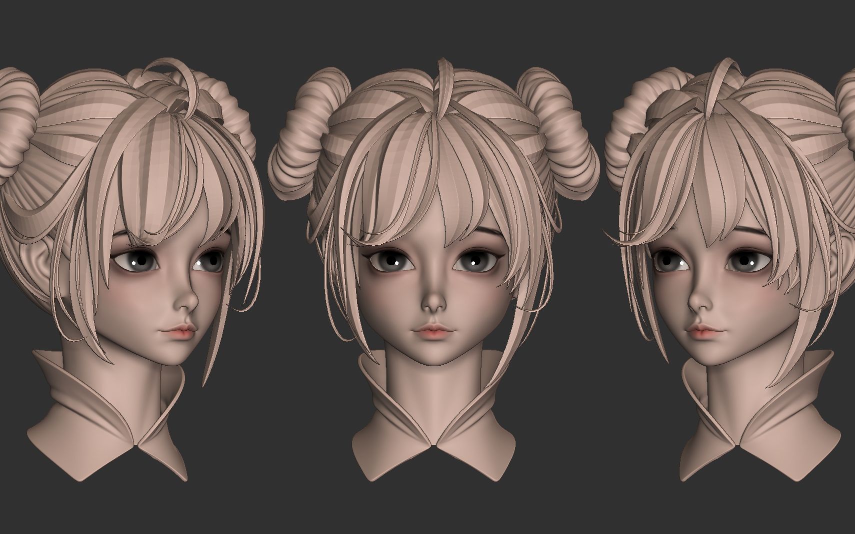 【zbrush】手办类女性头雕,五官头发等雕刻,新人必修课