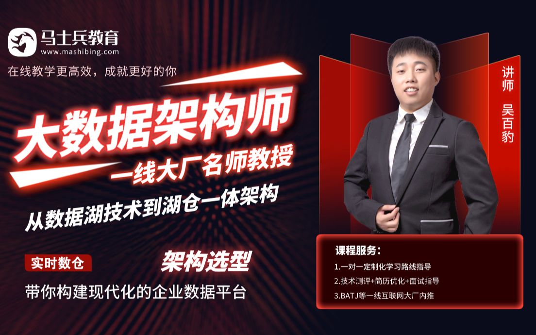 大数据时代,如何成为大数据架构师?从数据湖建设到高效企业级数据中台架构建设?马士兵教育吴老师带你从入门到实战挑战百万年薪!哔哩哔哩bilibili