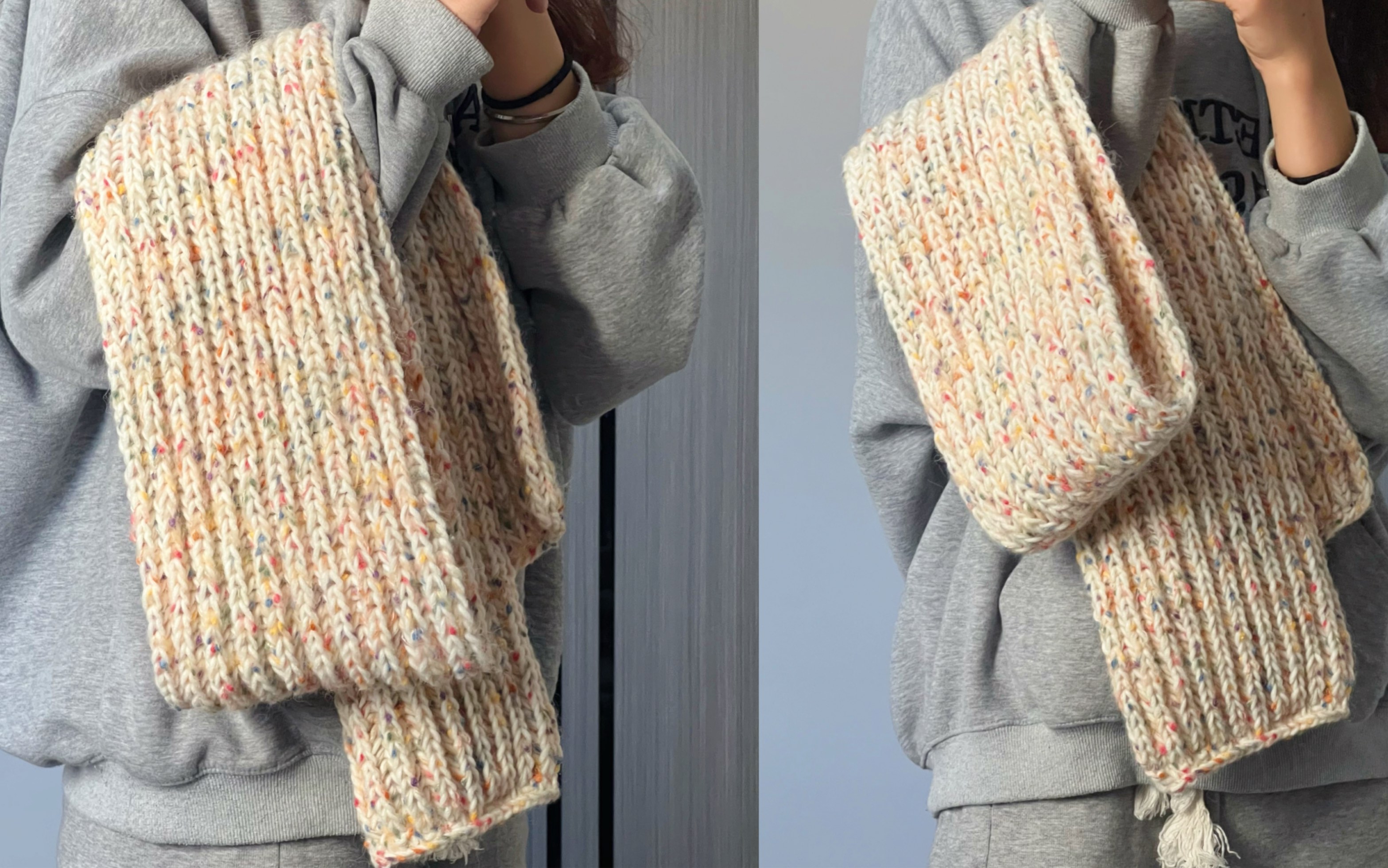 纯新手棒针围巾教程,满天星彩色豆豆围巾,这个冬天人手一条,甜美可爱