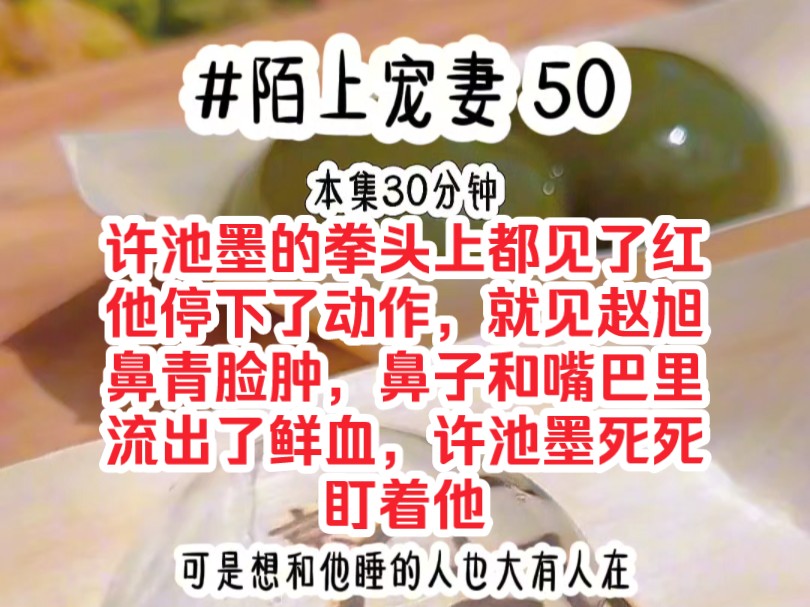 [图]《陌上宠妻 50》许池墨的拳头上都见了红，他停下了动作，就见赵旭鼻青脸肿，鼻子和嘴巴里流出了鲜血，许池墨死死盯着他