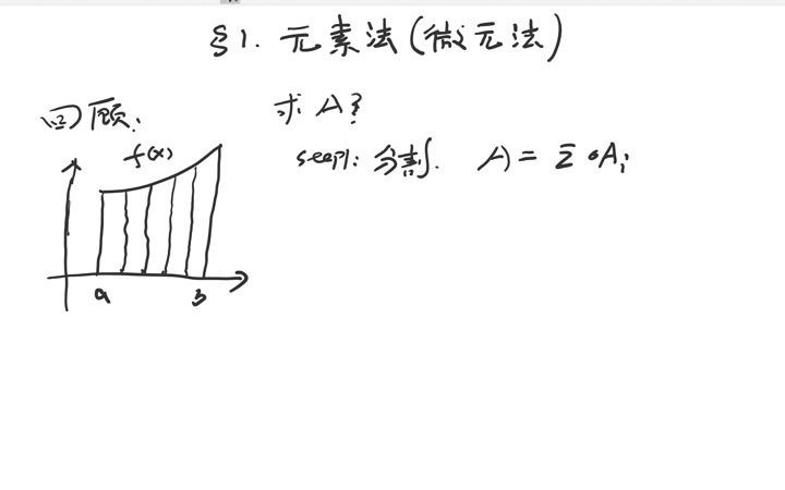 [图]元素法的基本原理——高等数学 定积分应用 第一节 微元法（1）