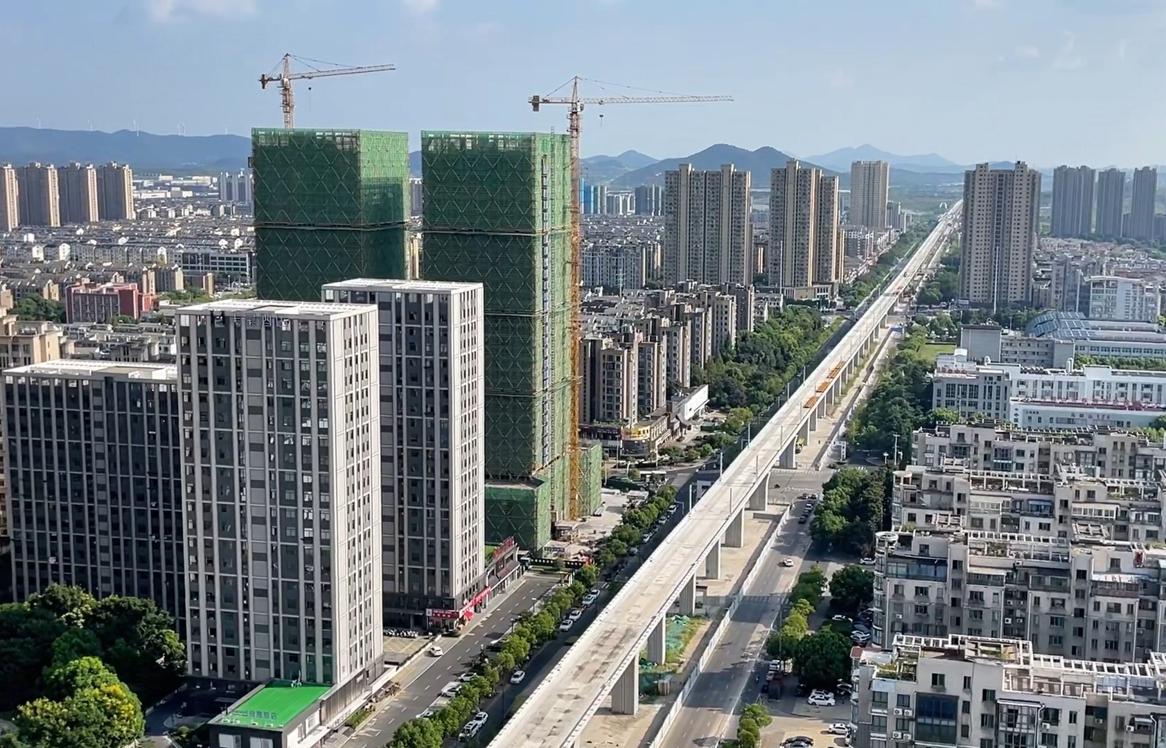 高空鸟瞰拍摄宁马城际铁路马鞍山段湖北路站至九华路站工程进展:2024.9.5.哔哩哔哩bilibili