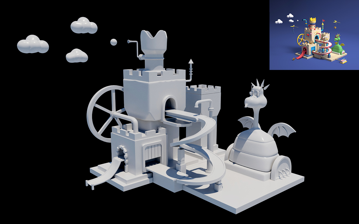 【maya】卡通游乐场模型制作,次世代场景建模教程