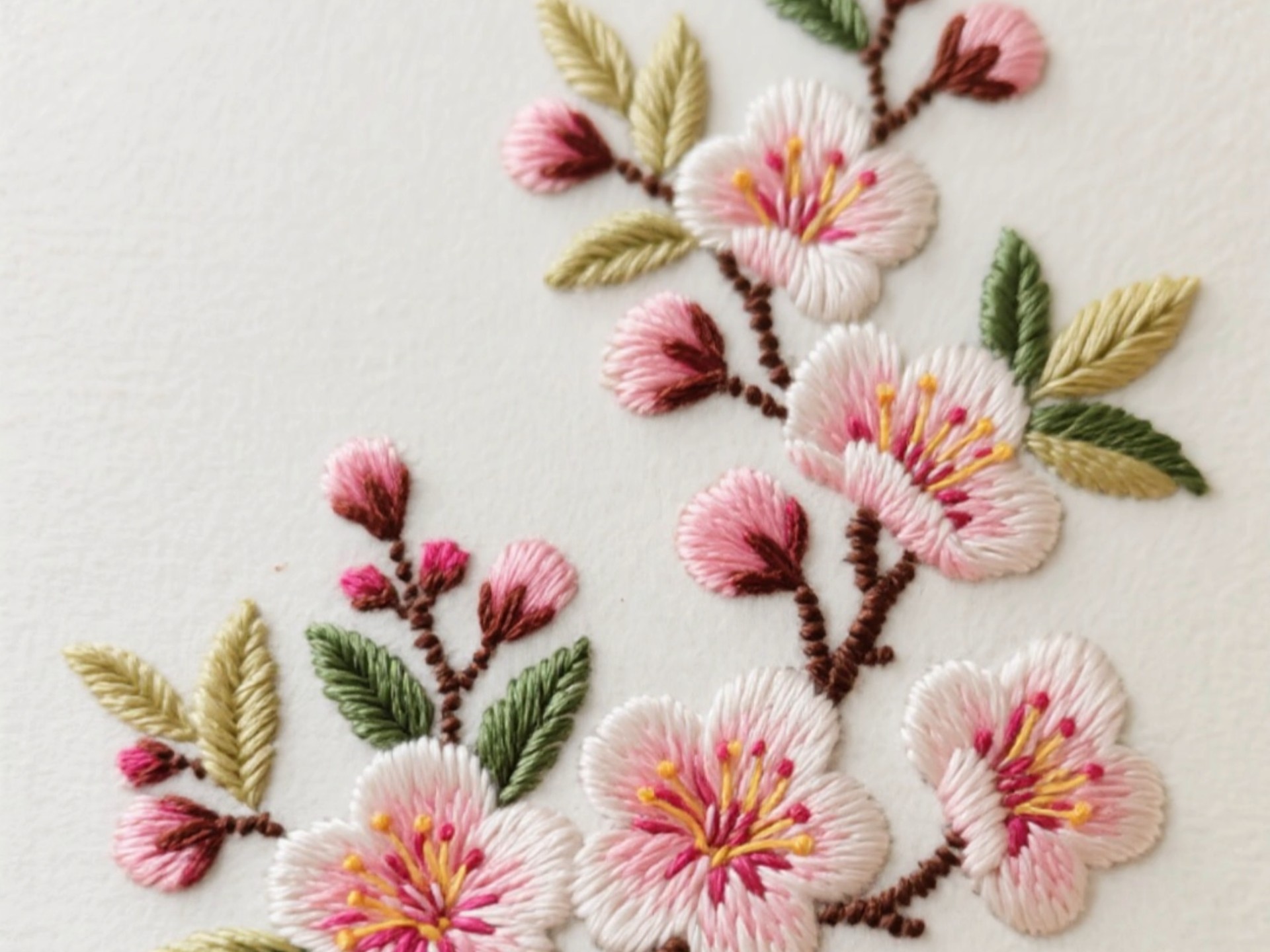 刺绣桃花,中级阶段