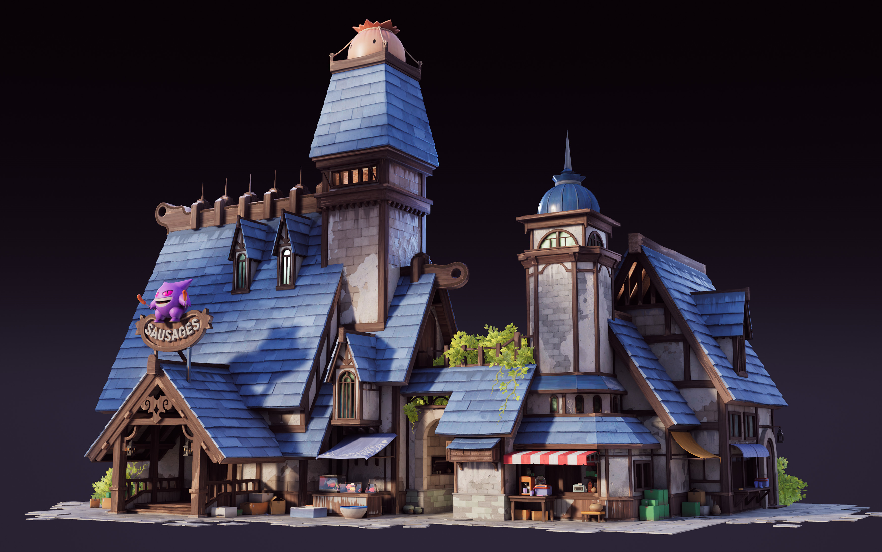 及时补充饥饿的"香肠店"建模,次世代场景房屋模型制作教学_哔哩哔哩