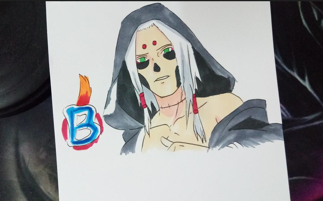 火影忍者手游君麻吕恶灵之影马克笔手绘