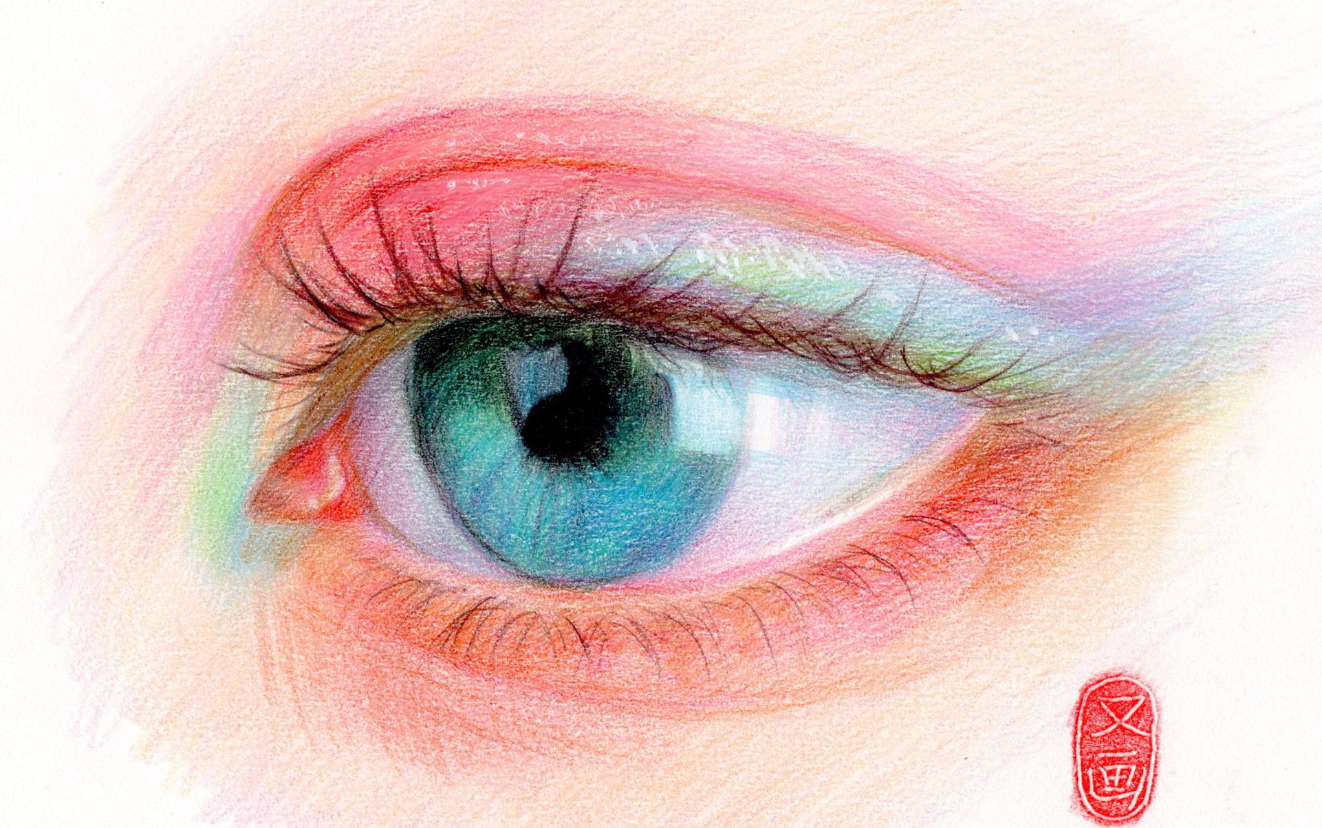 彩铅画"卡姿兰"大眼睛