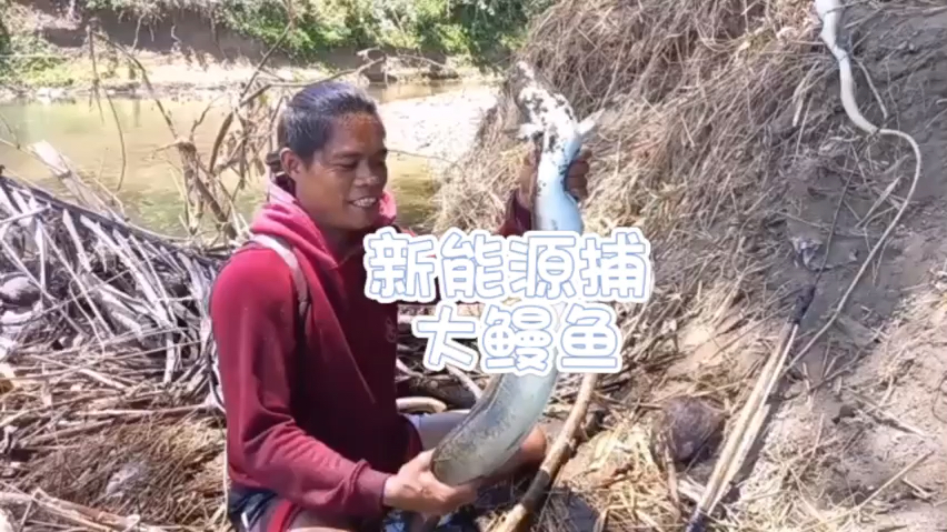 印尼大哥用新能源路亚杆钓大鳗鱼!
