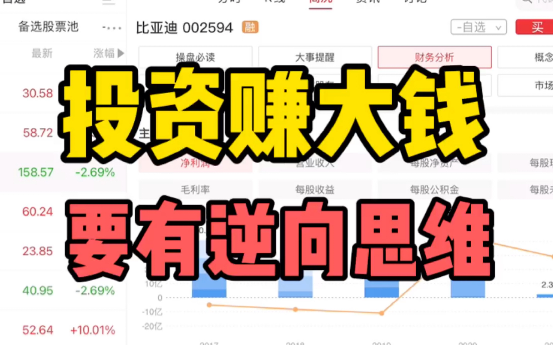 股票投资赚大钱 你需要一些逆向思维哔哩哔哩bilibili