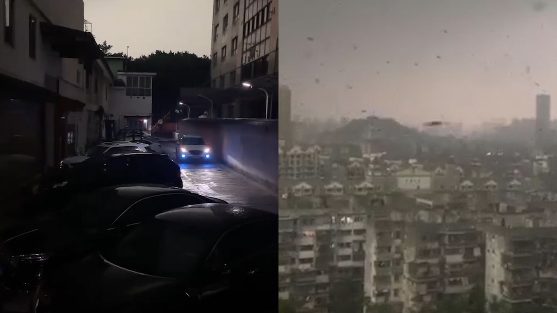 福州暴雨来袭“一秒天黑”:城市上空白昼如夜 杂物纷飞树木被吹断哔哩哔哩bilibili