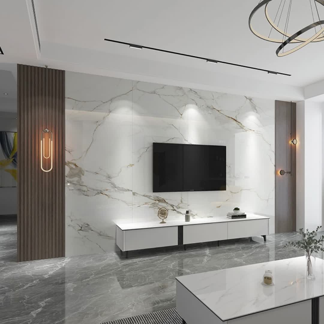 【21元券】2021客厅岩板电视背景墙800x2600板材大板轻奢大理石格栅板