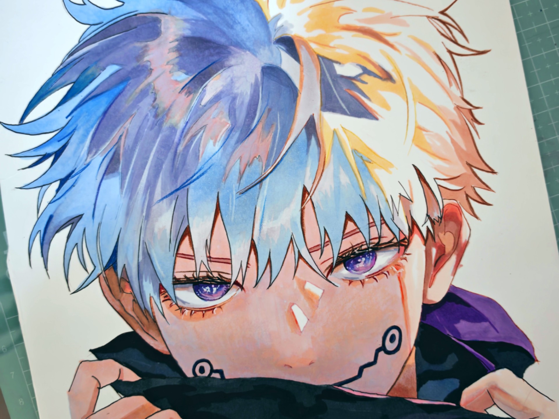 马克笔手绘咒术回战狗卷棘头发全过程