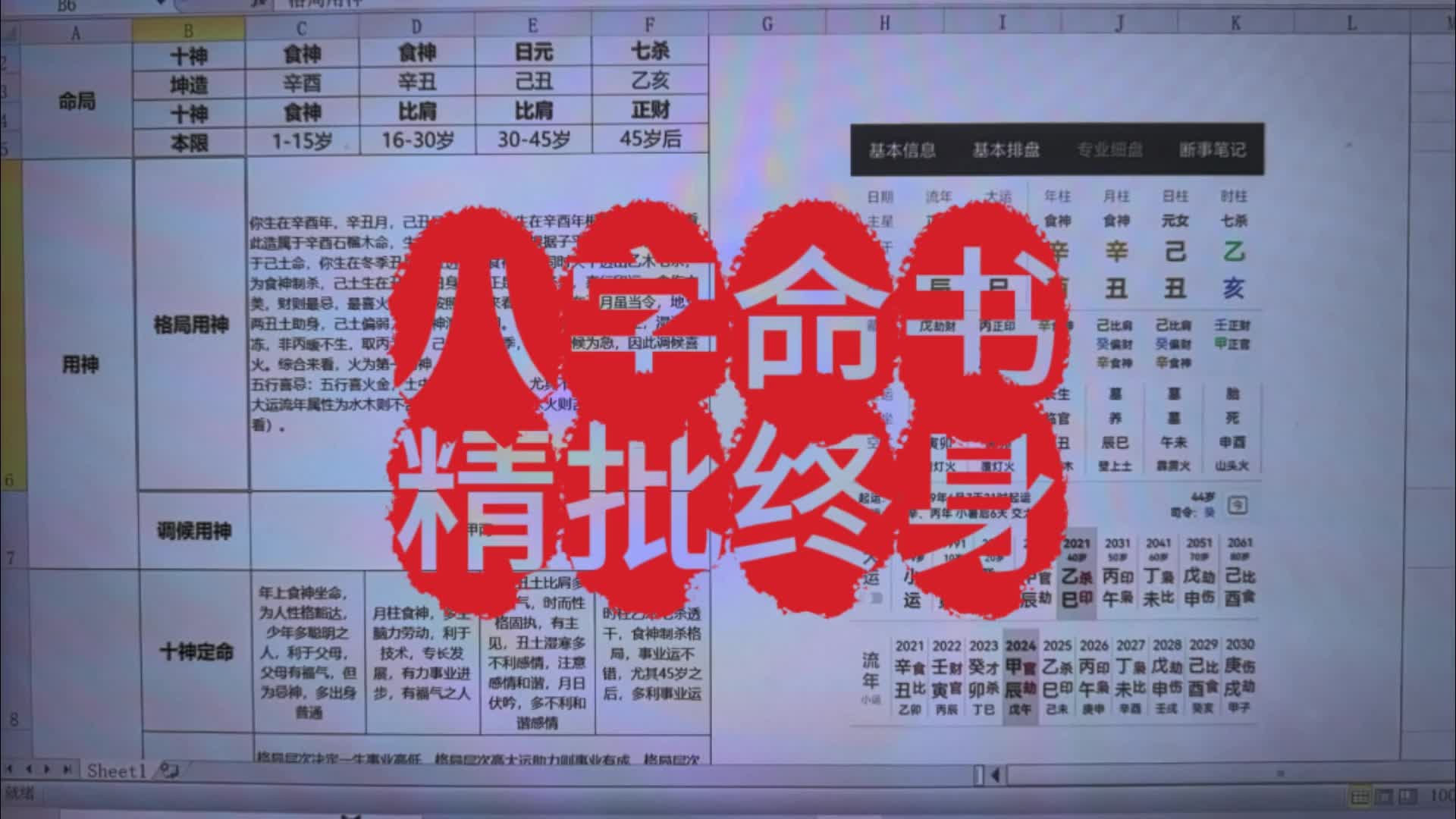 八字命书,精批终身