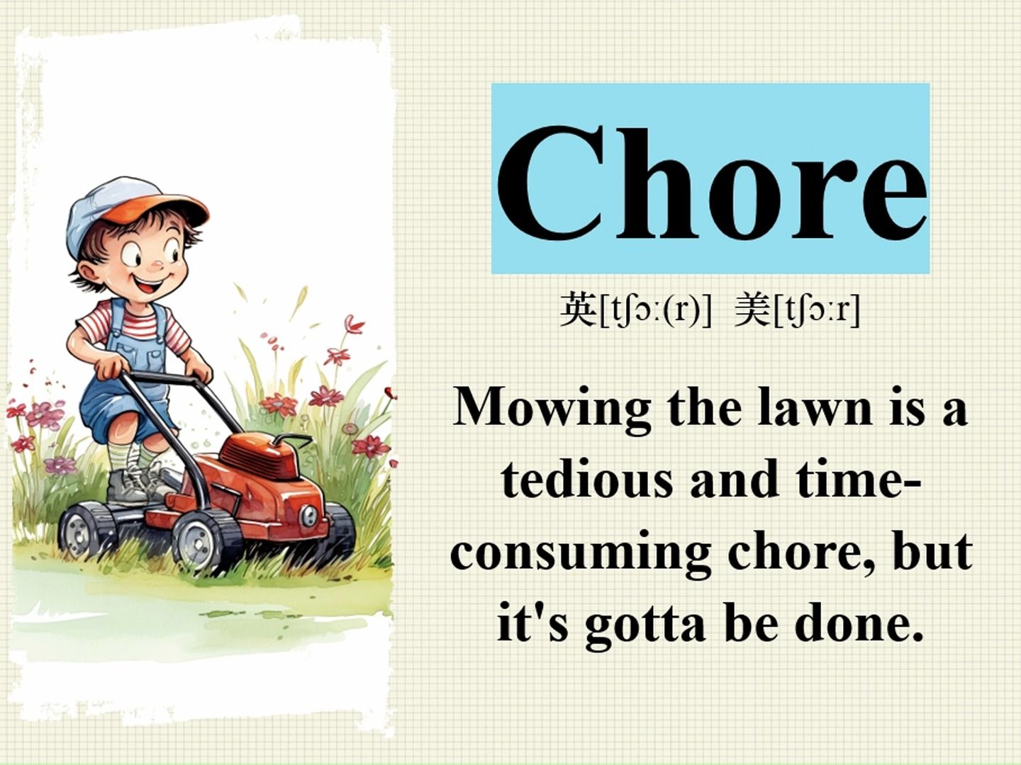 chore 看图说话 记单词 英语阅读