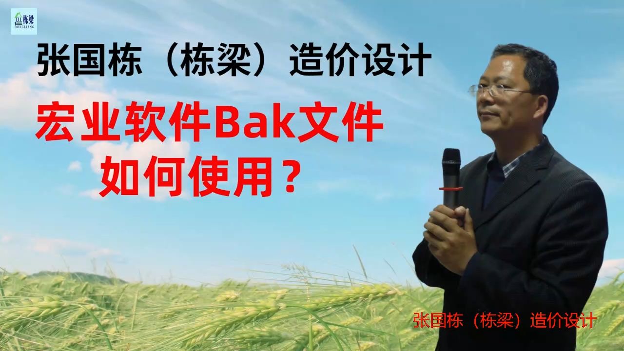 张国栋(栋梁)造价设计:宏业软件bak文件如何使用?