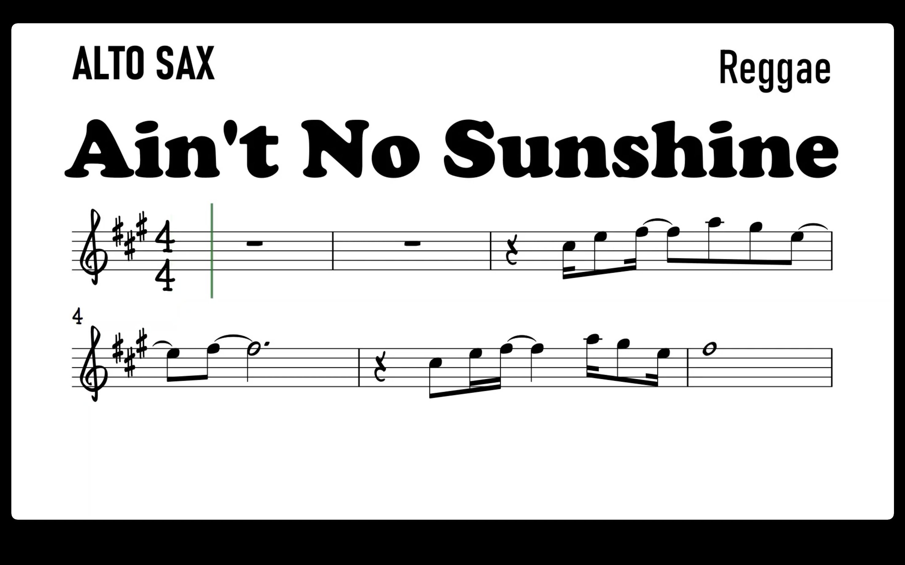 [图]【萨克斯谱】Ain't No Sunshine (Eb back tracking)