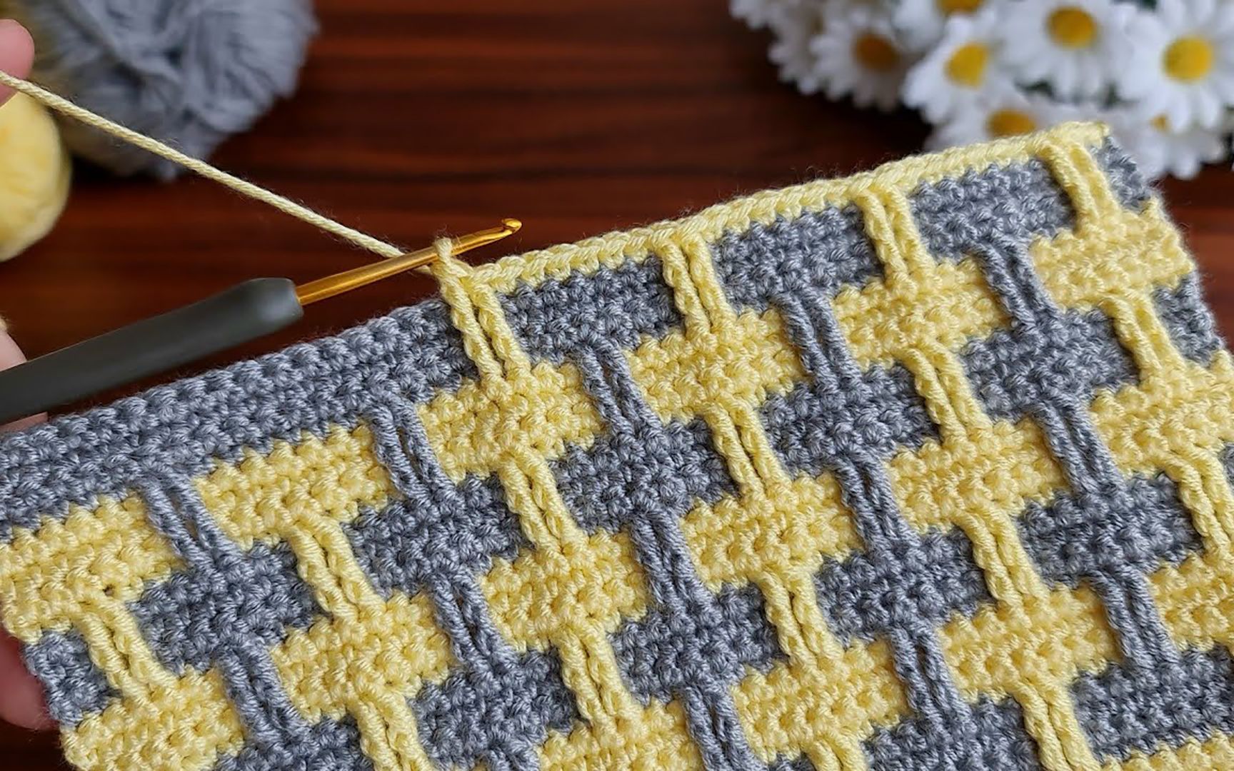 【钩编花型】如何使用毛线编织好看的工字形图案 毛衣毯子适用